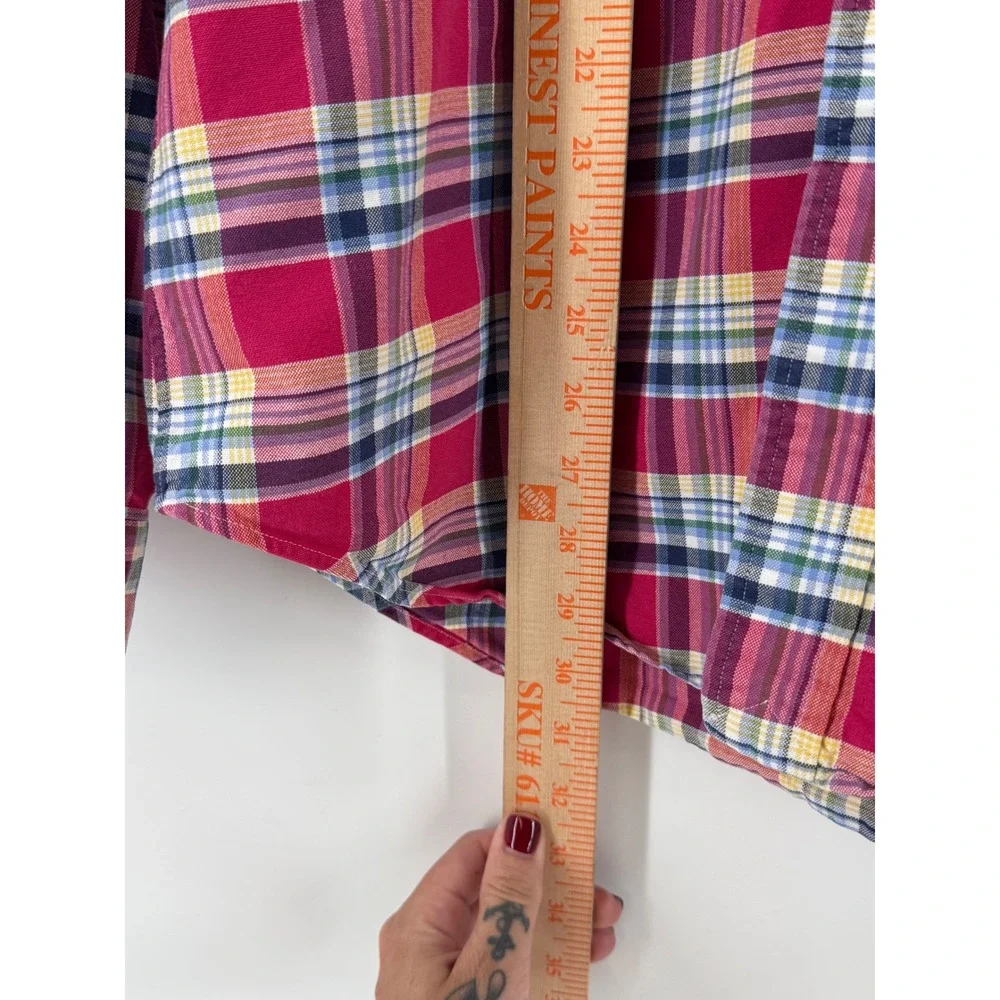 Ralph‎ Lauren Mens Classic Fit Red Plaid Cotton Button Down Shirt Large Long Slv